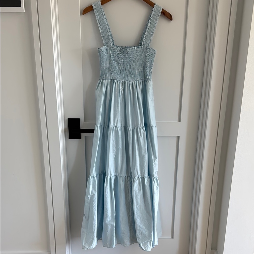 Zara Light Blue Smocked Maxi Dress